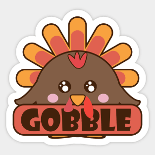 Cute Turkey Gobble - Funny Thanksgiving Sticker